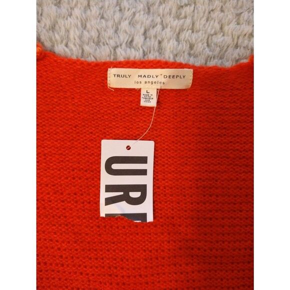 Truly madly deeply  balloon sleeve Cardigan Sweater Sm Orange Boho Cottage Core - Picture 8 of 9
